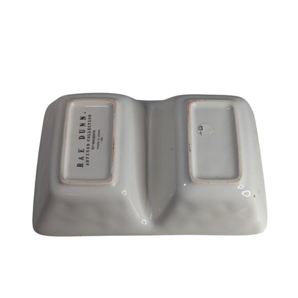Rae Dunn Artisan Collection Ceramic Divided Dish With Gold Lips & Muah Text - Picture 6 of 7